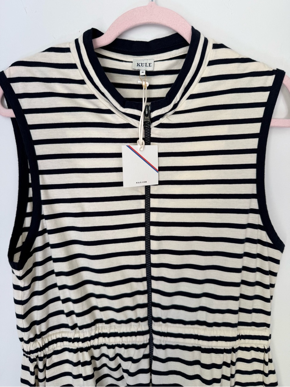 KULE XL NWT Navy White Striped Cotton Dress Nautical Coastal Summer - Picture 3 of 7